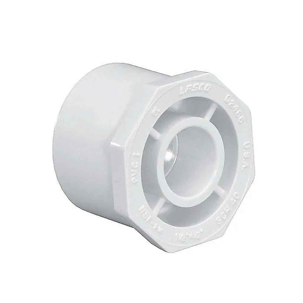 Reducción PVC hidráulica 1 1/4" a 1 1/2"